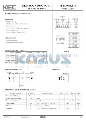 PF1710WLP15 datasheet - For EMI Filtering and ESD Protection.