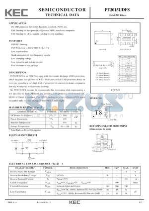 PF2015UDF8 datasheet - ESD/EMI Filter