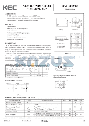 PF2015UDF8B datasheet - ESD/EMI Filter