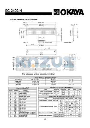RC2402-H datasheet - OUTLINE DIMENISON & BLOCK DIAGRAM