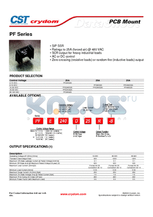 PF240A25 datasheet - SIP SSR SCR output for heavy industrial loads
