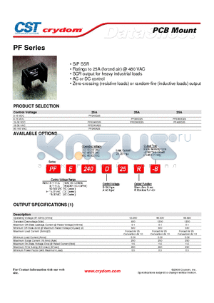 PF240D25 datasheet - SIP SSR SCR output for heavy industrial loads