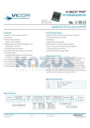 PF175B480M033FP-00 datasheet - Isolated AC-DC Converter with PFC