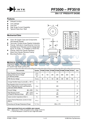 PF3501 datasheet - 35A 1/2 PRESS-FIT DIODE