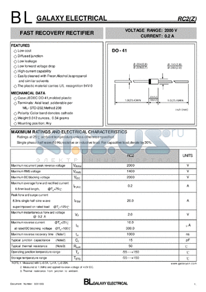 RC2Z datasheet - FAST RECOVERY RECTIFIER