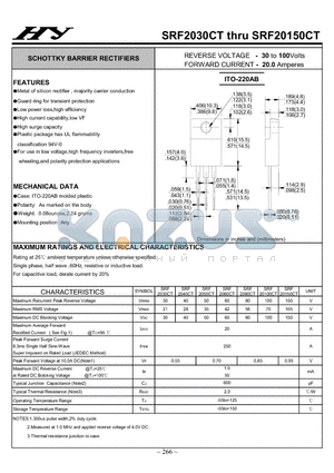 SRF20150CT datasheet - SCHOTTKY BARRIER RECTIFIERS