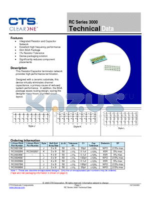 RC3004B6 datasheet - Integrated Resistor and Capacitor Network RC Series 3000