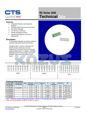 RC3008B6 datasheet - Integrated Resistor and Capacitor Network RC Series 3000