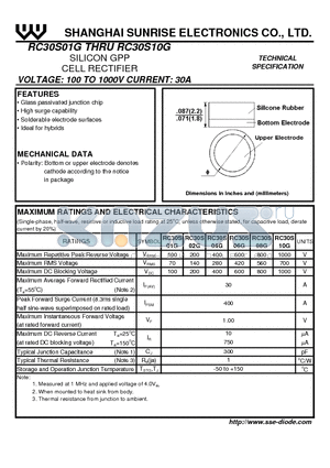 RC30S02G datasheet - SILICON GPP CELL RECTIFIER