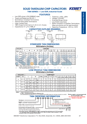 T494R105M035AG datasheet - SOLID TANTALUM CHIP CAPACITORS
