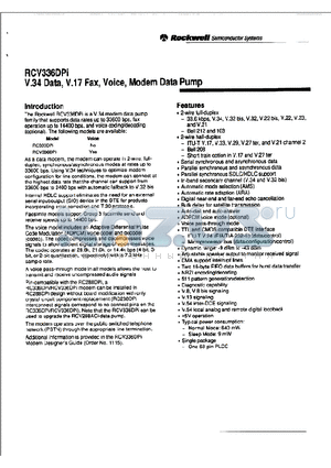 RC336DPI datasheet - V.34 Data V.17 Fax, Modem Data Pump