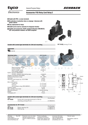 RP28500 datasheet - Accessories PCB Relay Card Relay E