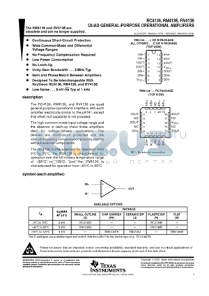 RC4136D datasheet - QUAD GENERAL-PURPOSE OPERATIONAL AMPLIFIERS