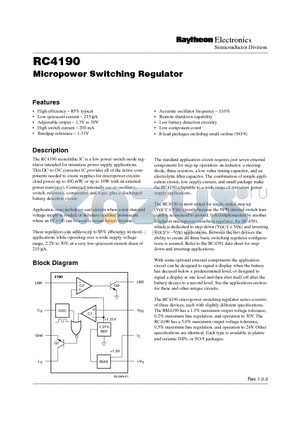 RC4190M datasheet - Micropower Switching Regulator