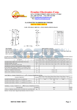 SRF5-10 datasheet - 5A SCHOTTKY BARRIER RECTIFIERS