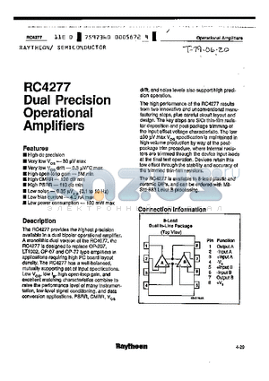 RC4277 datasheet - Dual Precision Operational Amplifiers