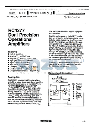 RC4277FD datasheet - Dual Precision Operational Amplifiers