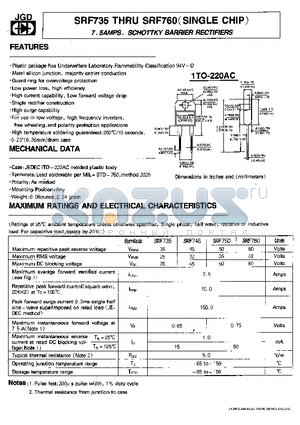 SRF745 datasheet - 7.5AMPS. SCHOTTKY BARRIER RECTIFIERS