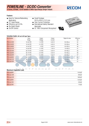 RP30-2418SE datasheet - POWERLINE - DC/DC - CONVERTER