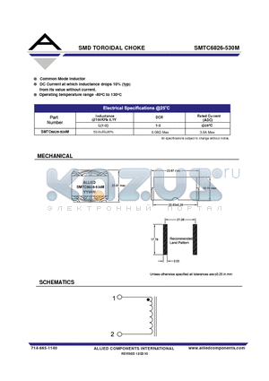 SMTC6826-530M datasheet - SMD TOROIDAL CHOKE