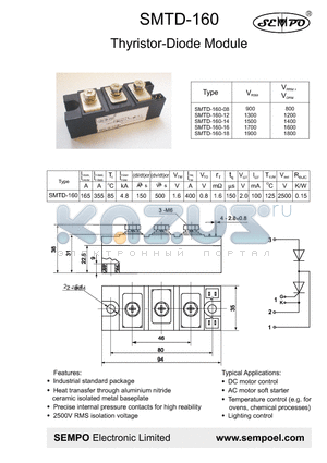 SMTD-160-18 datasheet - THYRISTOR-DIODE MODULE