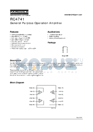 RC4741 datasheet - General Purpose Operation Amplifier