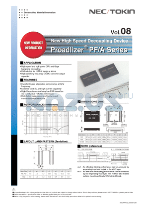 PFA1212200D108MCDC datasheet - New High Speed Decoupling Device Proadlizer PF/A Series