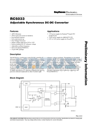 RC5033M datasheet - Adjustanble Sychronous DC-DC Converter