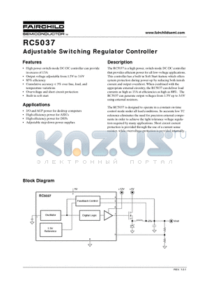 RC5037 datasheet - Adjustable Switching Regulator Controller