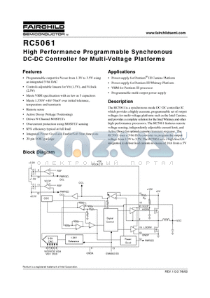 RC5061 datasheet - High Performance Programmable Synchronous DC-DC Controller for Multi-Voltage Platforms