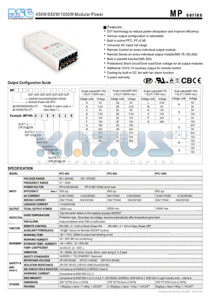 PFC-450 datasheet - 450W/650W/1000W Modular Power