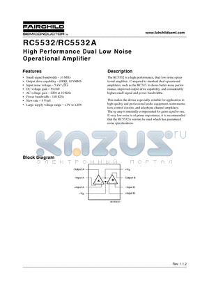 RC5532D datasheet - High Performance Dual Low Noise Operational Amplifier