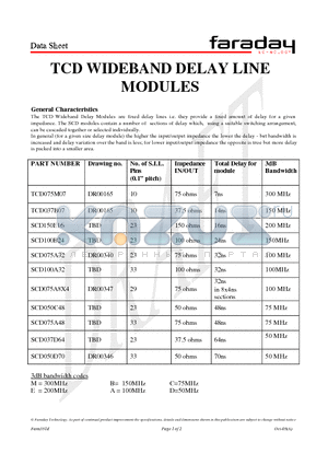 SCD050C48 datasheet - TCD WIDEBAND DELAY LINE MODULES