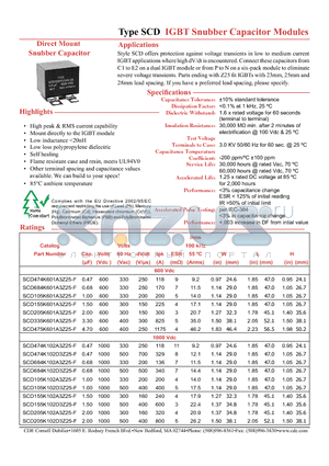 SCD105K102A3Z25-F datasheet - IGBT Snubber Capacitor Modules