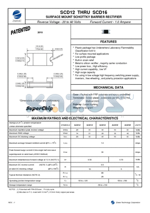 SCD15 datasheet - SURFACE MOUNT SCHOTTKY BARRIER RECTIFIER