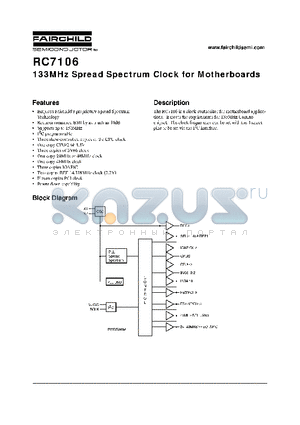 RC7106 datasheet - 133MHz Spread Spectrum Clock for Motherboards