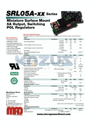 SRL05A datasheet - Miniature Surface Mount 5A Output, Switching POL Regulators