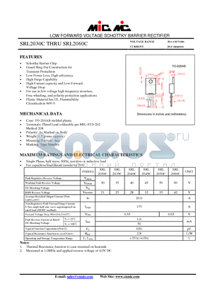 SRL2040C datasheet - LOW FORWARD VOLTAGE SCHOTTKY BARRIER RECTIFIER