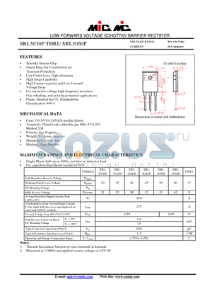 SRL3030P datasheet - LOW FORWARD VOLTAGE SCHOTTKY BARRIER RECTIFIER