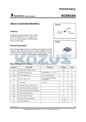 SCD6C60 datasheet - Silicon Controlled Rectifiers