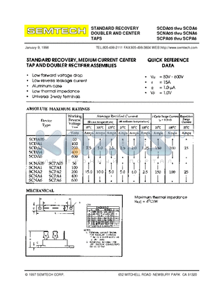 SCDA05 datasheet - STANDARD RECOVERY DOUBLER AND CENTER TAPS