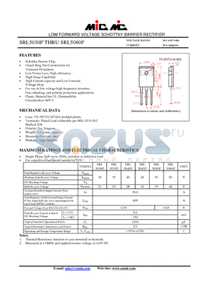 SRL5045P datasheet - LOW FORWARD VOLTAGE SCHOTTKY BARRIER RECTIFIER