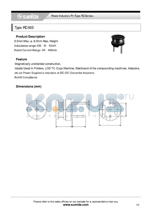 RC865NP-102K datasheet - Power Inductor< Pin Type: RC Series>