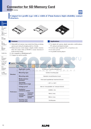 SCDA7A0200 datasheet - Connector for SD Memory Card