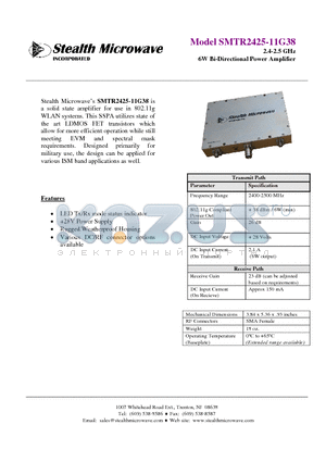 SMTR2425-11G38 datasheet - 2.4-2.5 GHz 6W Bi-Directional Power Amplifier
