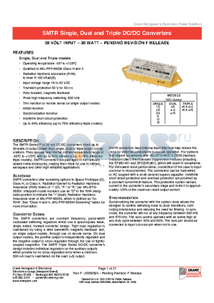 SMTR2812D/KR datasheet - SMTR Single, Dual and Triple DC/DC Converters