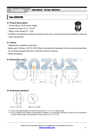 RC875XNP-102K datasheet - Power Inductor Pin Type: <RCH Series>