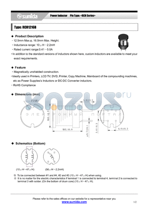 RC875XNP-103K datasheet - Power Inductor Pin Type: <RCH Series>