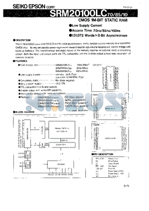 SRM20100LC85 datasheet - Low Supply Current