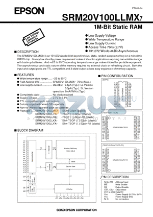 SRM20V100LLRX7 datasheet - 1M-Bit Static RAM